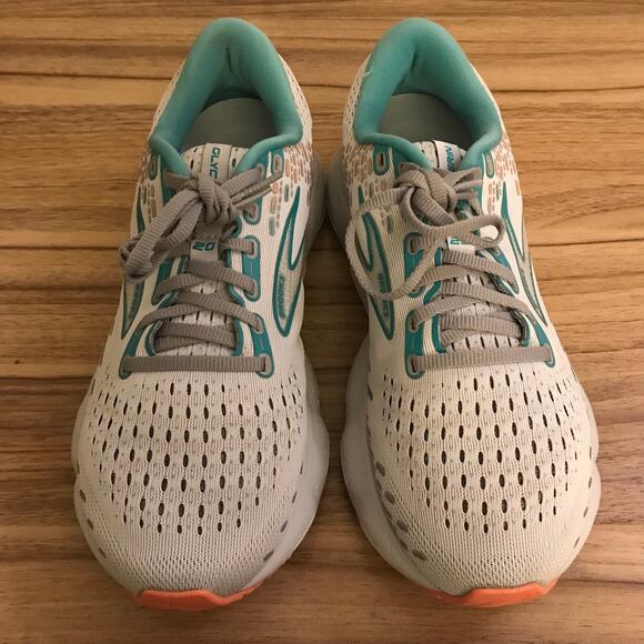 Brooks Glycerin 20 Womens 8.5 Wide Shoes Oyster Latigo Bay Coral Neutral Running - Picture 3 of 7